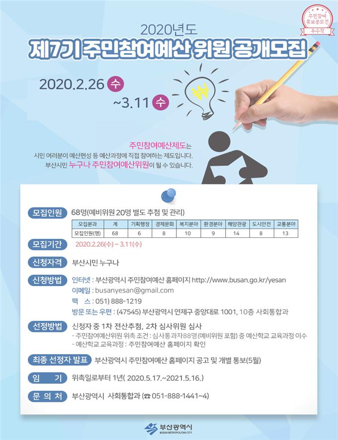 주민참여예산위원 공개 모집